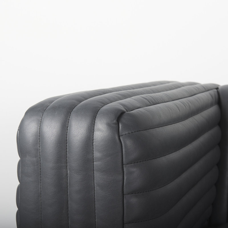 Canapé Mcnew, H 26,5 po x l 86,5 po x P 38,5 po, Cuir véritable noir