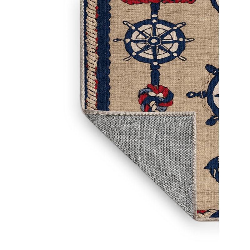 Washable Classic Nautical Nautical Area Rug, Rectangle 5' x 8'