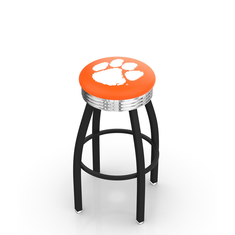 Tabouret de bar Logo Series, Tabouret de bar d'une hauteur de siège de 30 po, Chrome soudé solide, Clemson