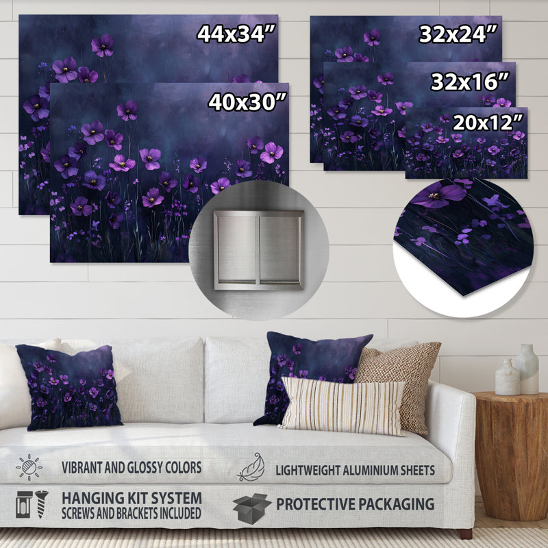Art mural en métal Wildflower Wild Midnight Bloom II - Wildflowers, H 12 po x l 20 po