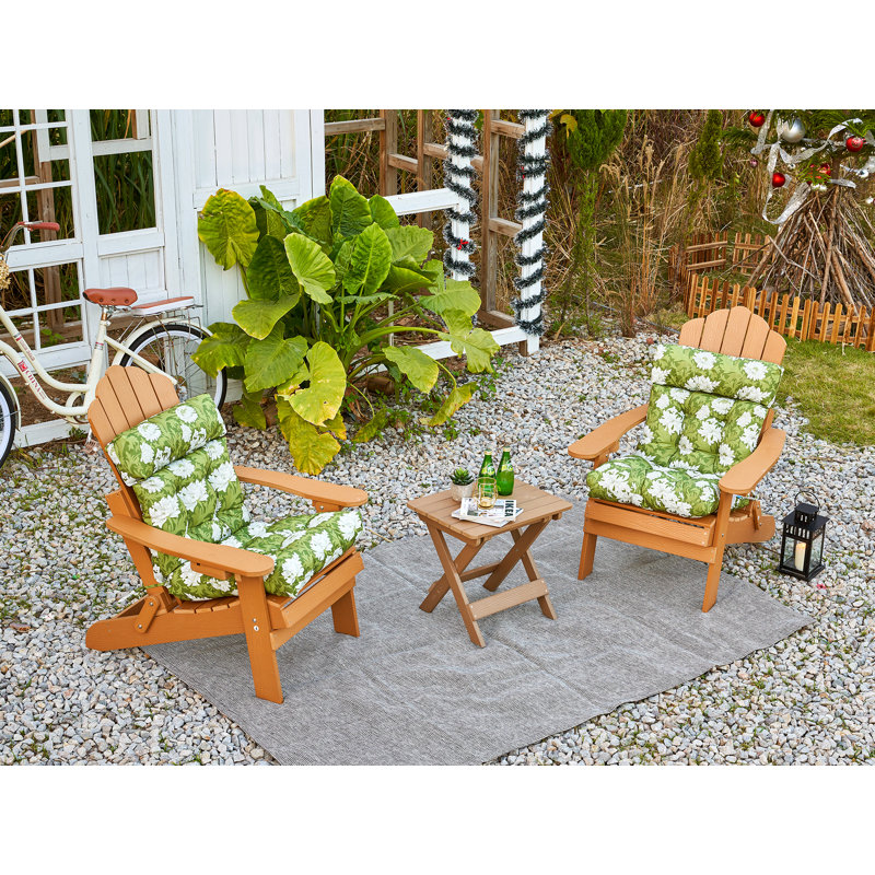 Outdoor 4'' Seat / Back Cushion, Green Floral
