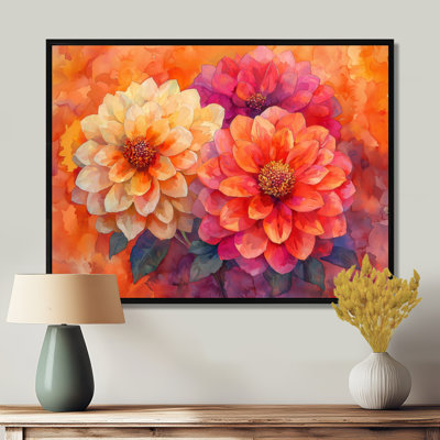 Sunset Hues Vivid Dahlia Vision II - Dahlia Wall Art