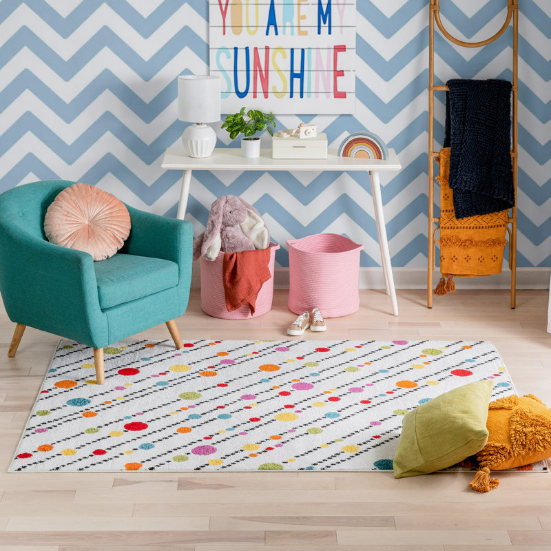 Abdulkadir Striped Polypropylene Rug, Rectangle 5' x 7'