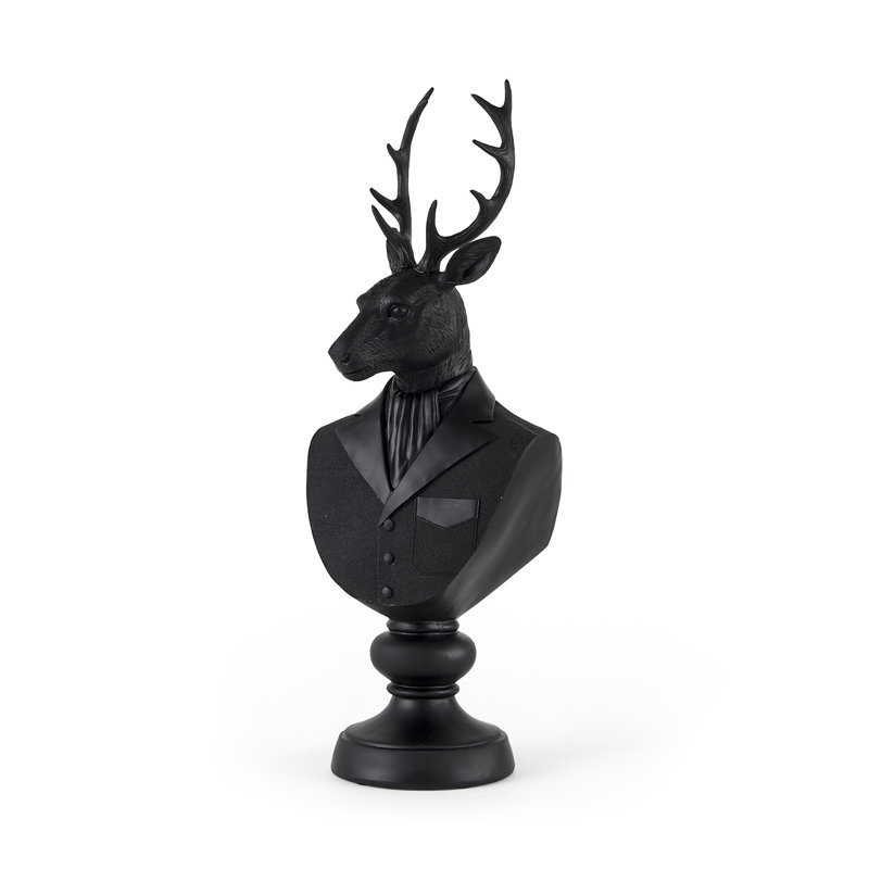Buste de cerf en résine Emison, Noir