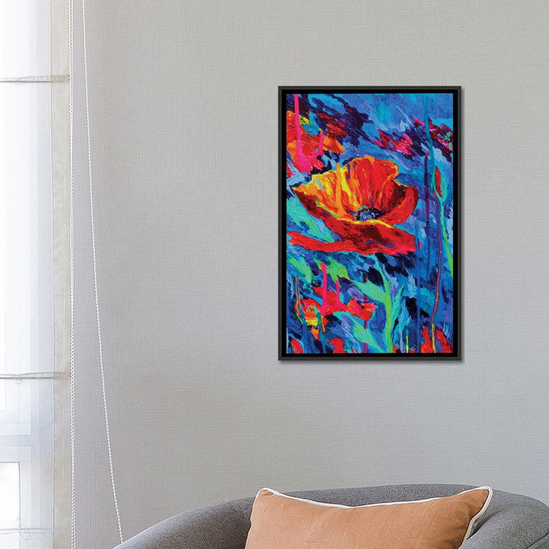 « abstract pops », reproduction sur toile, H 26 po x l 18 po x P 1,5 po, Toile avec cadre noir, Pas de tapis