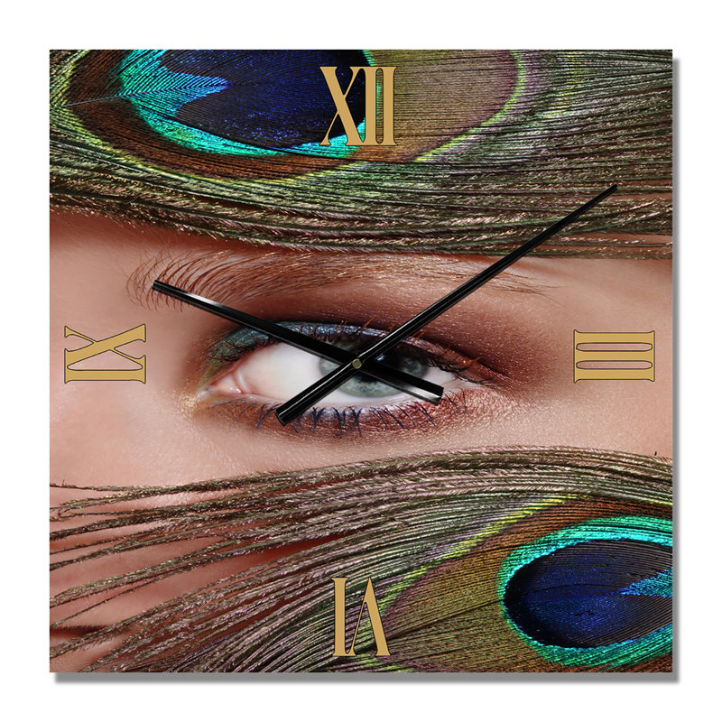 Oeil et plumes de paon - Horloge murale bohémienne et éclectique, Très grand