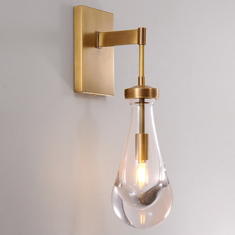 Light Dimmable Teardrop Wall Sconce, 1, Brass Gold