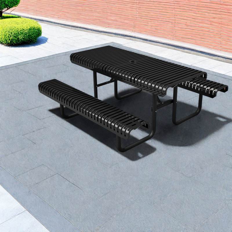 Tables de patio, grande table de pique-nique commerciale en métal, salle à manger extérieure moderne