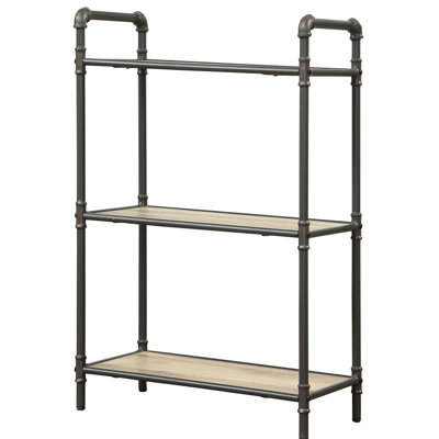 Bibliothèque en chêne antique et gris sablonneux avec tablette ajustable Rustic 3 accents - option de rangement