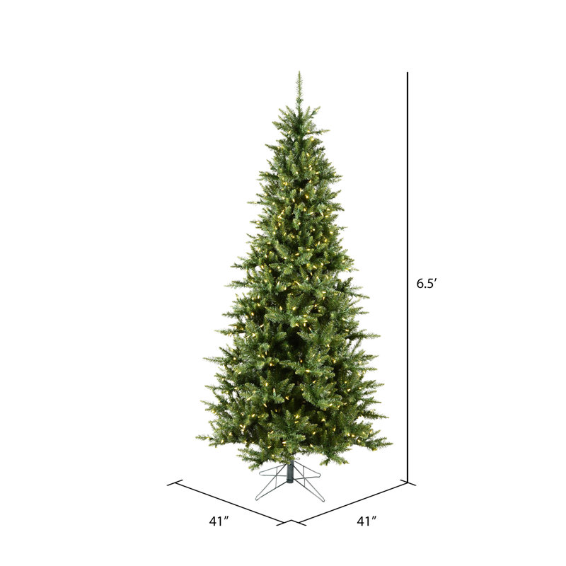 Camdon Fir Slim Artificial Christmas Tree, 6.5' H, Clear Lights, Pre-Lit