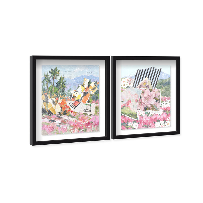 Tropic Bloom Set Shadowbox Landscape & Nature Print by Oliver Gal, Black Frame, 16 x 20, 17.5"H x 21.5"W, Black Shadowbox