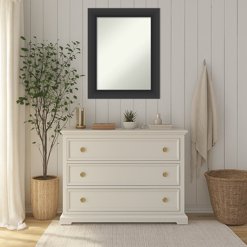 Miroir mural incliné non biseauté, 29,5 po x 23,5 po, Noir