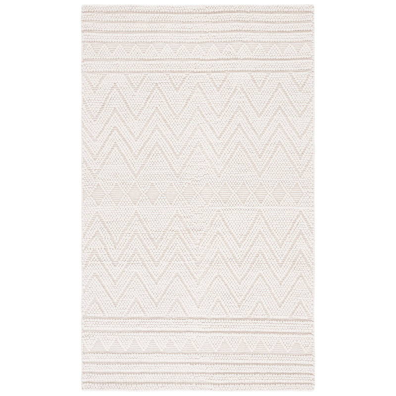 Natura Hand Woven Wool Pet Cotton Chevron Rug in Ivory, Rectangle 5' x 8'