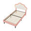 Single Bed Frame PU Girls Bed With LED Lighting, Platform Bed Frame With Cloud-Shaped Adjustable Height Headboard For Children, Easy Assembly, Pink(90×200Cm)