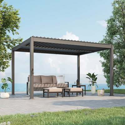 Pergola d'extérieur réglable en aluminium avec persiennes, sans rouille et design moderne