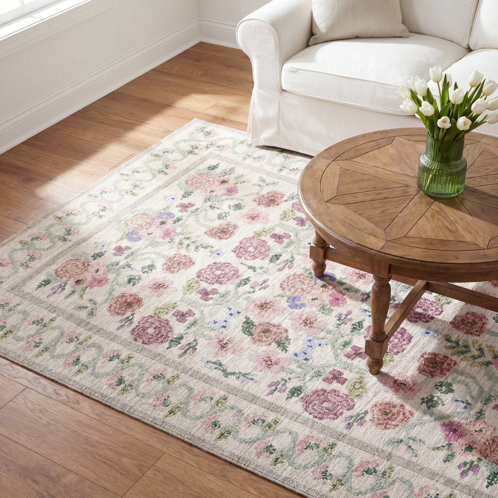 Rifle Paper Co. x Loloi Rosa Ivory Floral Rug, Rectangle 8'4" x 11'6"
