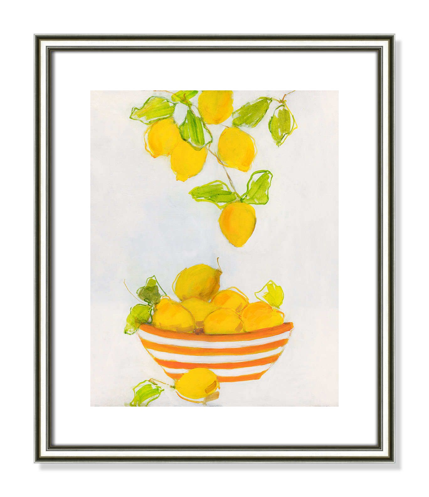 Darcy "Lemonlicious" Painting by Sally Swatland, 19" H x 16" W x 0.88" D, Silver Framed Paper