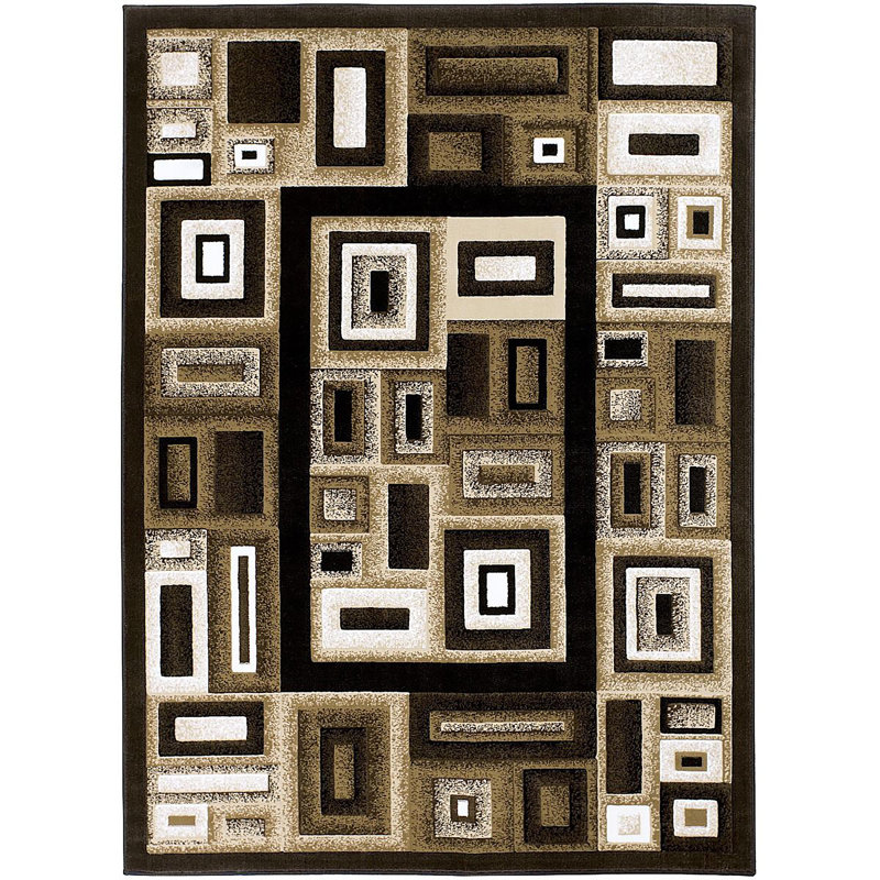 Tapis à carreaux noir tissé à la machine