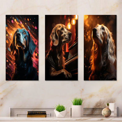 Popart Saluki - ensemble d'art mural en métal avec 3 chiens