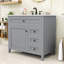 Meuble-lavabo 36 po avec lavabo en céramique, tablette réglable et tiroirs de rangement-130491477