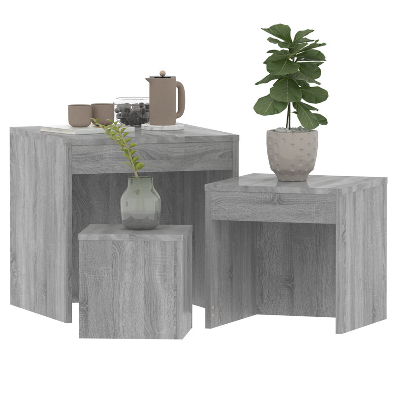 Nesting Tables 3 pcs Engineered Wood, Grey Sonoma, Grey Sonoma