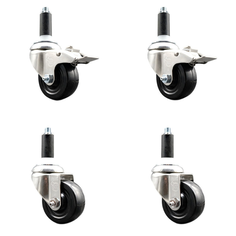 Roulettes pivotantes, H 3,5 po x l 3,5 po
