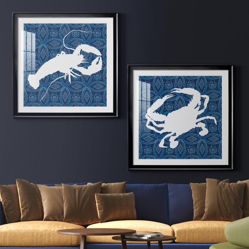 «Sea Patterner Lobster», ensemble de 2 reproductions d'impressions, H 30,5 po x l 61 po x P 1,5 po, Blanc