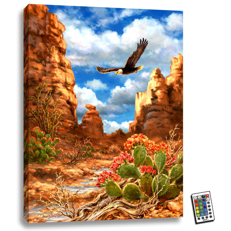 Red Rock Eagle 18x24 Fully Illuminated ColorChange LED Print