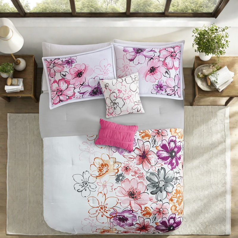 Ensembles de literie antimicrobiens en polyester, grand lit à motif floral pour la maison