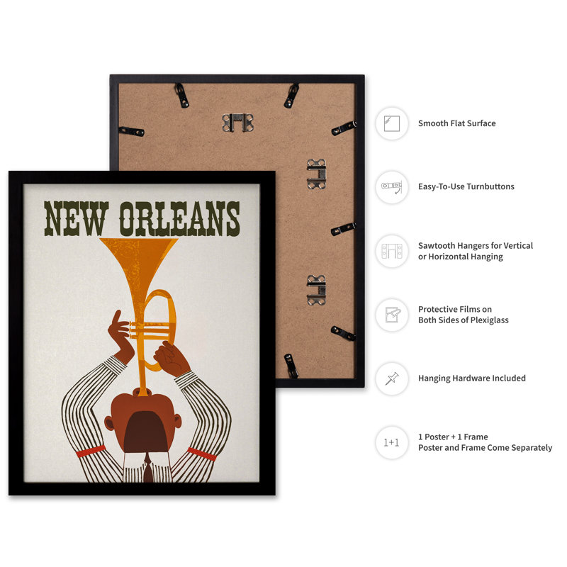 New Orleans No1, Cadre noir, Affiche, H 16 po x l 20 po