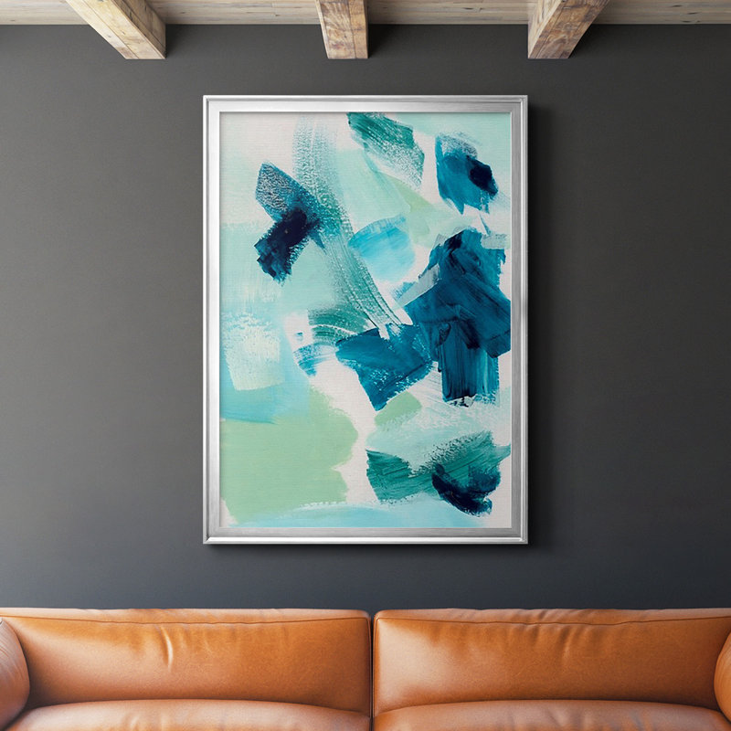 «Teal Composition II», reproduction encadrée de qualité supérieure - prête à être accrochée, Argent