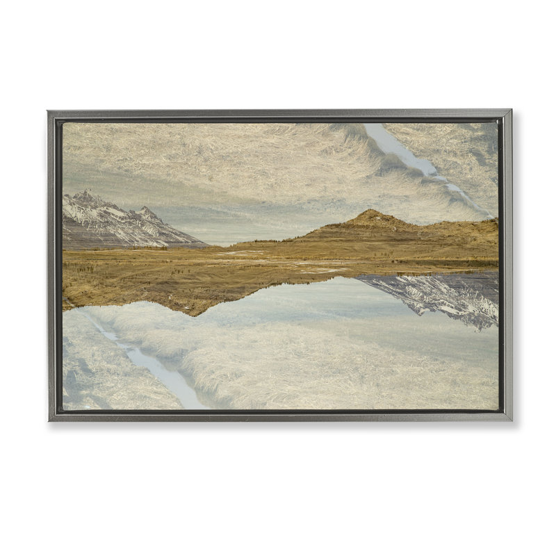 Cadre flottant Reflecting Prairie, par Robin Vandenabeele, Cadre flottant gris lustré, H 17 po x l 25 po