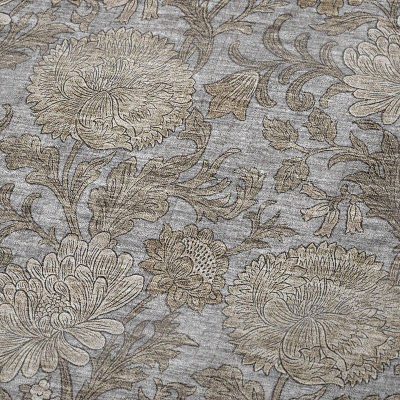 Jeté floral Sherpa ASB677 Addison, Gris