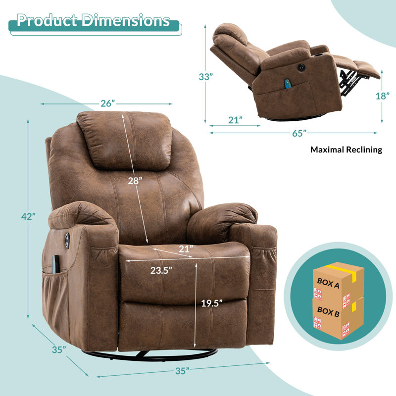 Fauteuil de massage chauffant Zyriana, Brun