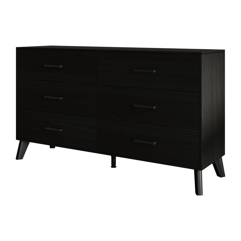 Jeweldine 6 Drawer 52.56" W Double Dresser, Black