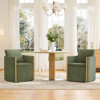 Upholstered Dining Chairs with Casters by Wade Logan