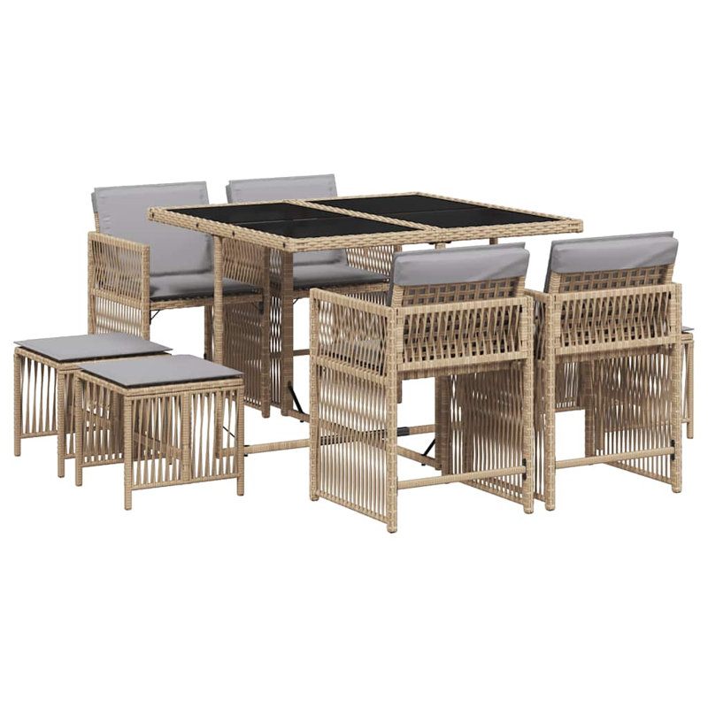 Patio Dining Set with, Mix Beige, Grey