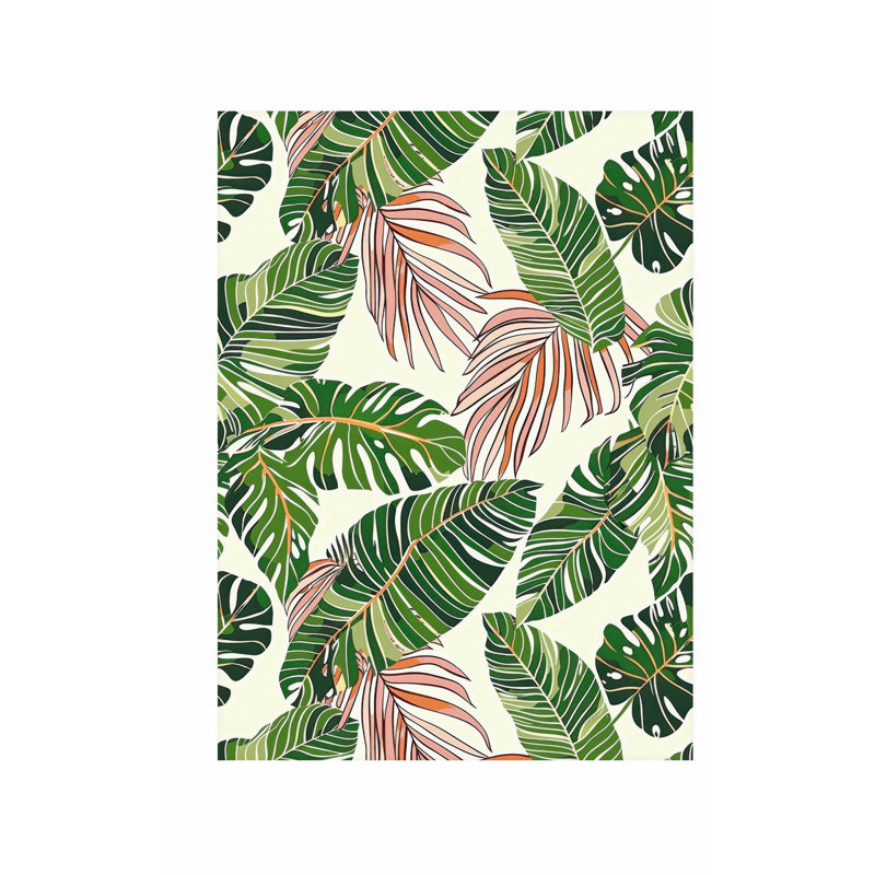 «Botanical Monstera Leaves», motif tropical non encadré, H 16 po x l 12 po