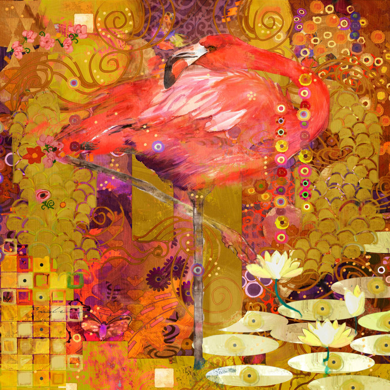 Vivid Pink Flamingo Canvas Art Print, 18" x 18"