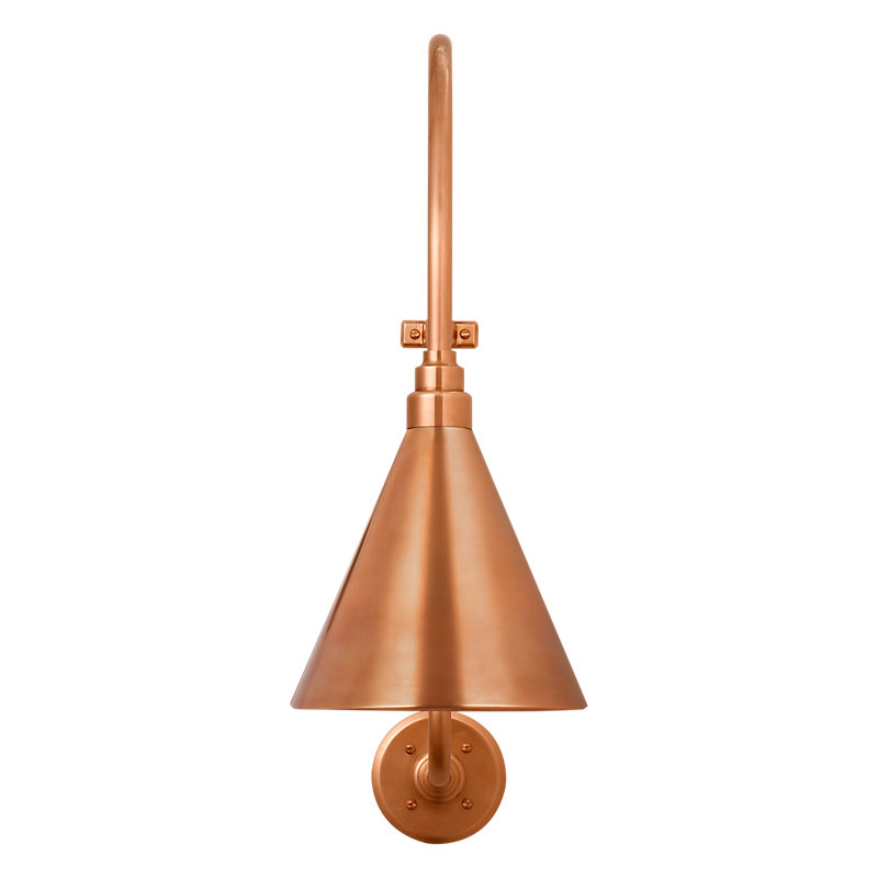 Thomas O'Brien, "Academy 18" Larrabee Barn Light in Soft Copper with 9" Conical Savannah Shade, 27'' H x 9'' W x 22.25'' D