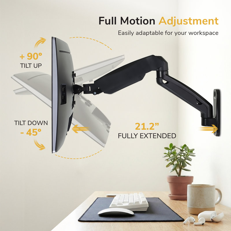 Mount-It! Single Monitor Wall Mount Arm for monitors up to 32"
