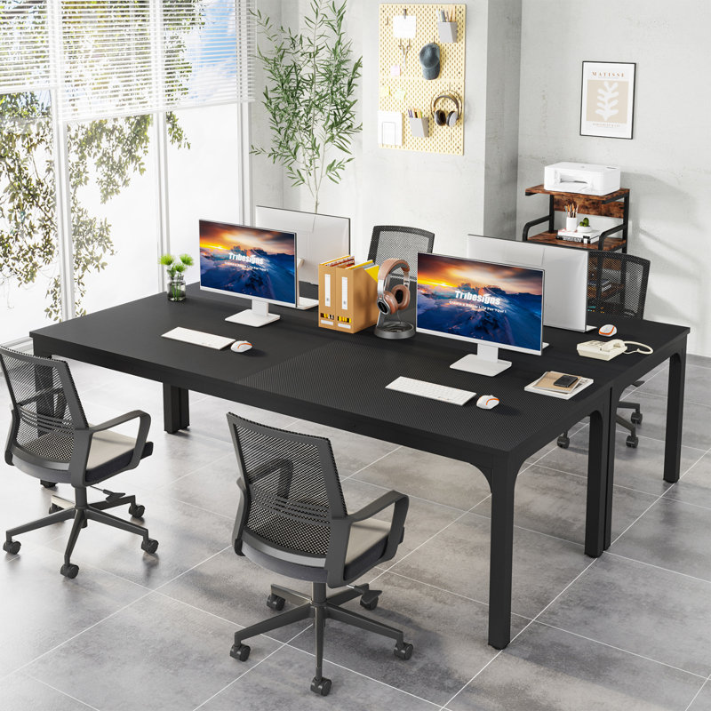 78.7'' Computer Desk Extra Long for 2 People, Black/Black
