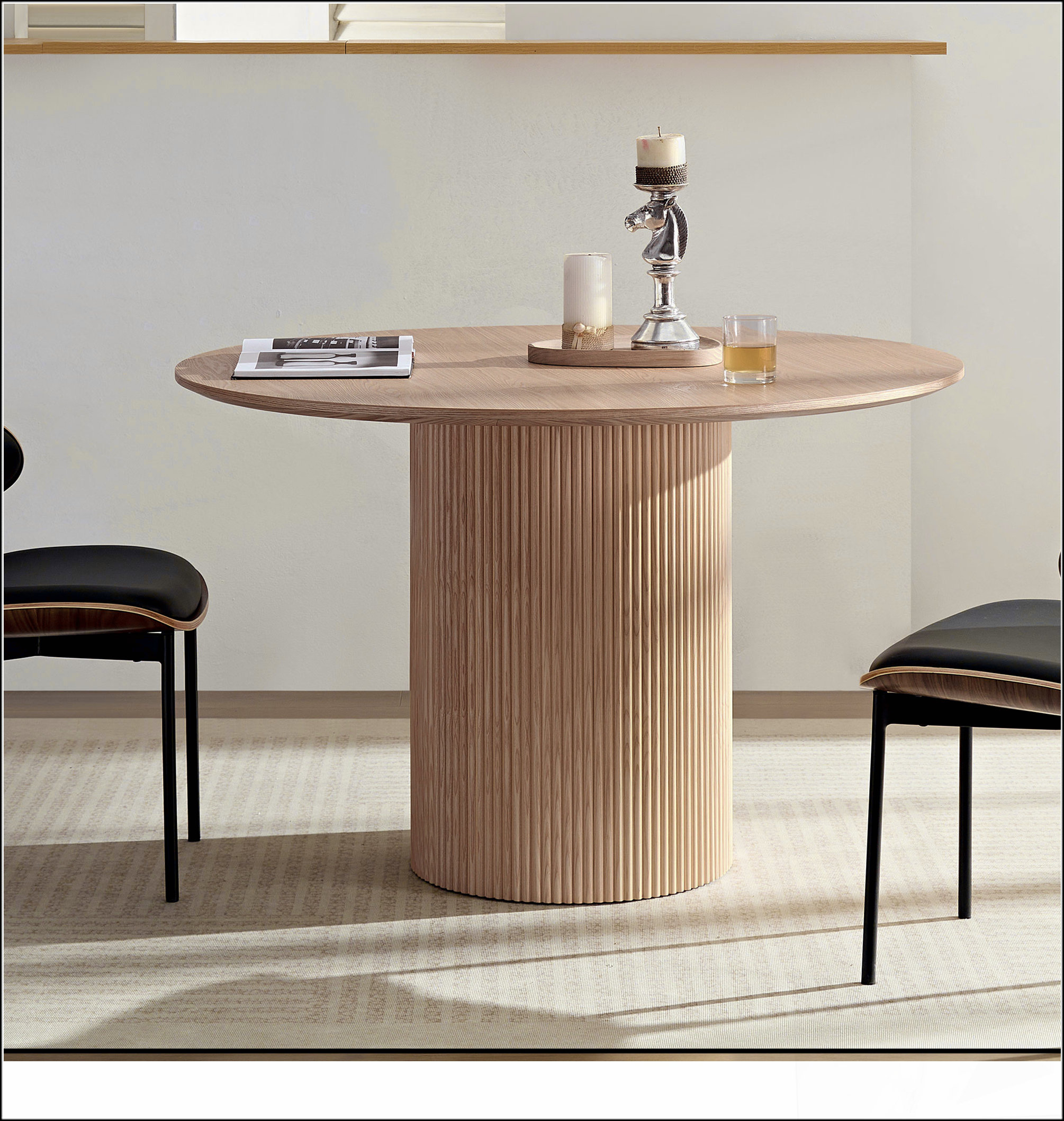 Latitude Run® Round Dining Table, MDF handcraft Pedestal Dining Room ...