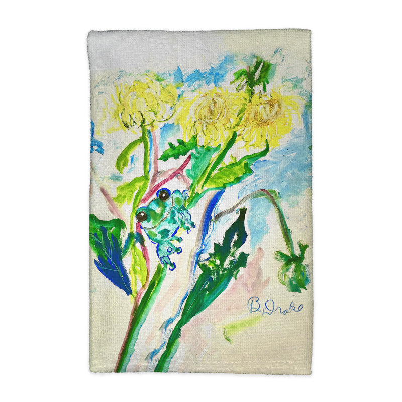 Linge à grenouille et fleurs