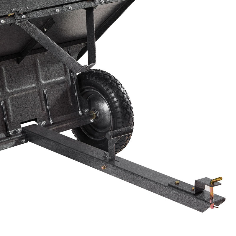 Remorque utilitaire de jardin, capacité de 500 lb, 10 pieds cubes, structure en acier, 1 pièce, remorque utilitaire, noir, pneus pneumatiques de 14 po et benne à main / pied