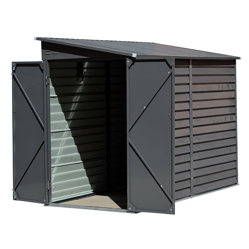 Atiq 9 ft. W x 4.7 ft. D Metal Pent Garden Shed, Grey