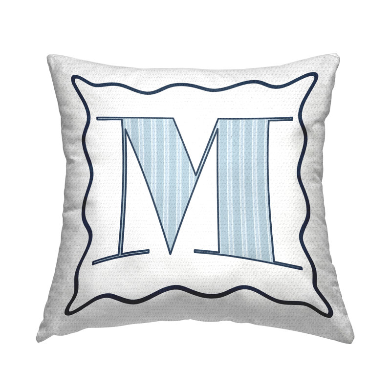 Coussin décoratif à pois bleu lettre intérieur / extérieur, M