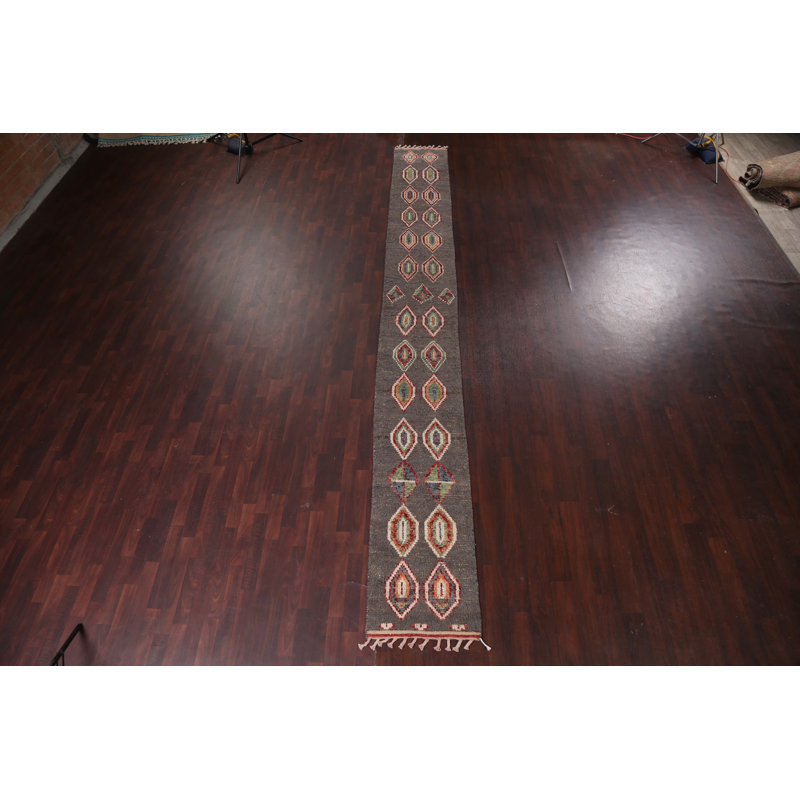 Tapis de couloir tribal marocain noué à la main 2 x 17