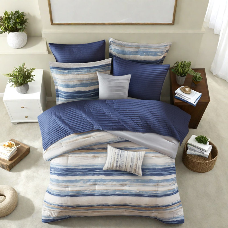 Piece Bedding Sets, Polyester Full Queen Seersucker Modern Home Comfort
