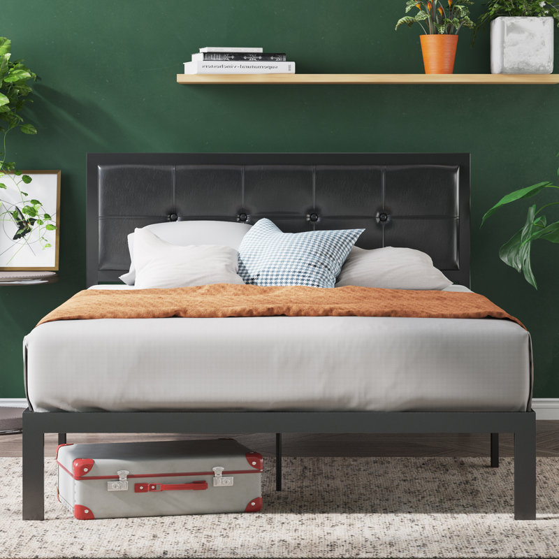Alexandra Upholstered Faux Leather Headboard Bed Frame, Kingsize (5')